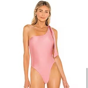 TULAROSA Serena One Piece One Shoulder Swimsuit in Rosewood Pink, Sz Small NWOT